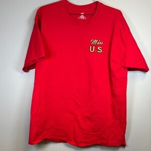 Hanes Mens Miss U.S. Red T-Shirt Size 2X